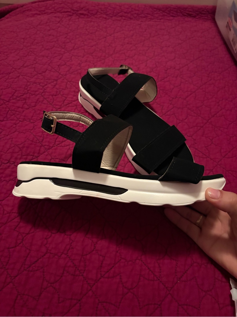 Black Platform Slingback Sandals - Minimal Sporty Style